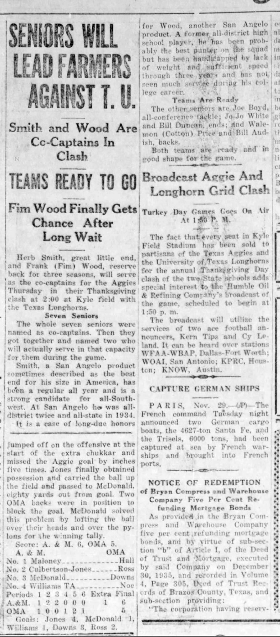 The Eagle Archives: November 29, 1939